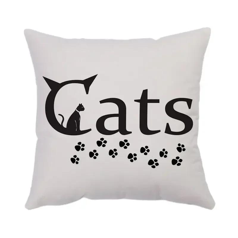 Cartoon Cat Print Pillowcase 50X50Cm Modern Simple Decorative Pillowcase Office Sofa Seat Bedroom Home Decoration Cushion Cover