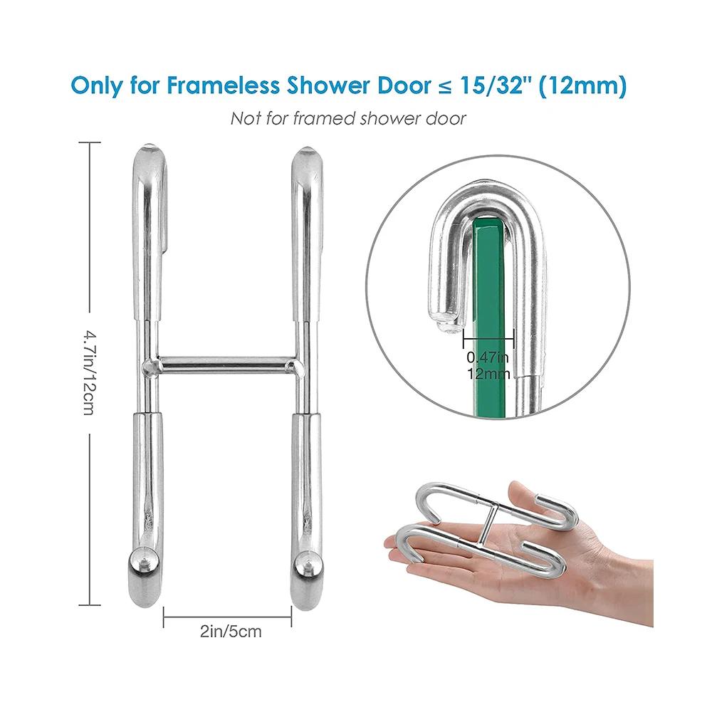 Shower Hook 304 Stainless Steel Glass Door Shower Hook Towel Rack Coat Hooks Kitchen Bathroom Frameless Drilling-Free Hooks