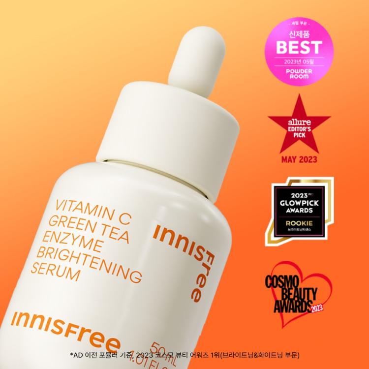 Innisfree Vita C Green Tea Enzyme Blemish Toning Serum 50mL + Vita C Green Tea Enzyme Blemish Toning Serum 30mL, Korean Cosmetics