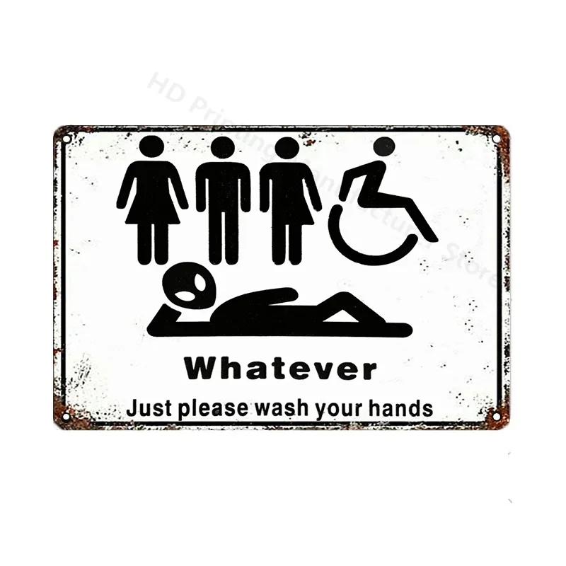 Toilet Sign Vintage Funny Metal Tin Signs Retro WC Lavatory Toilettes Wall Poster Art Bar Club Bathroom Toilet Wall Decor