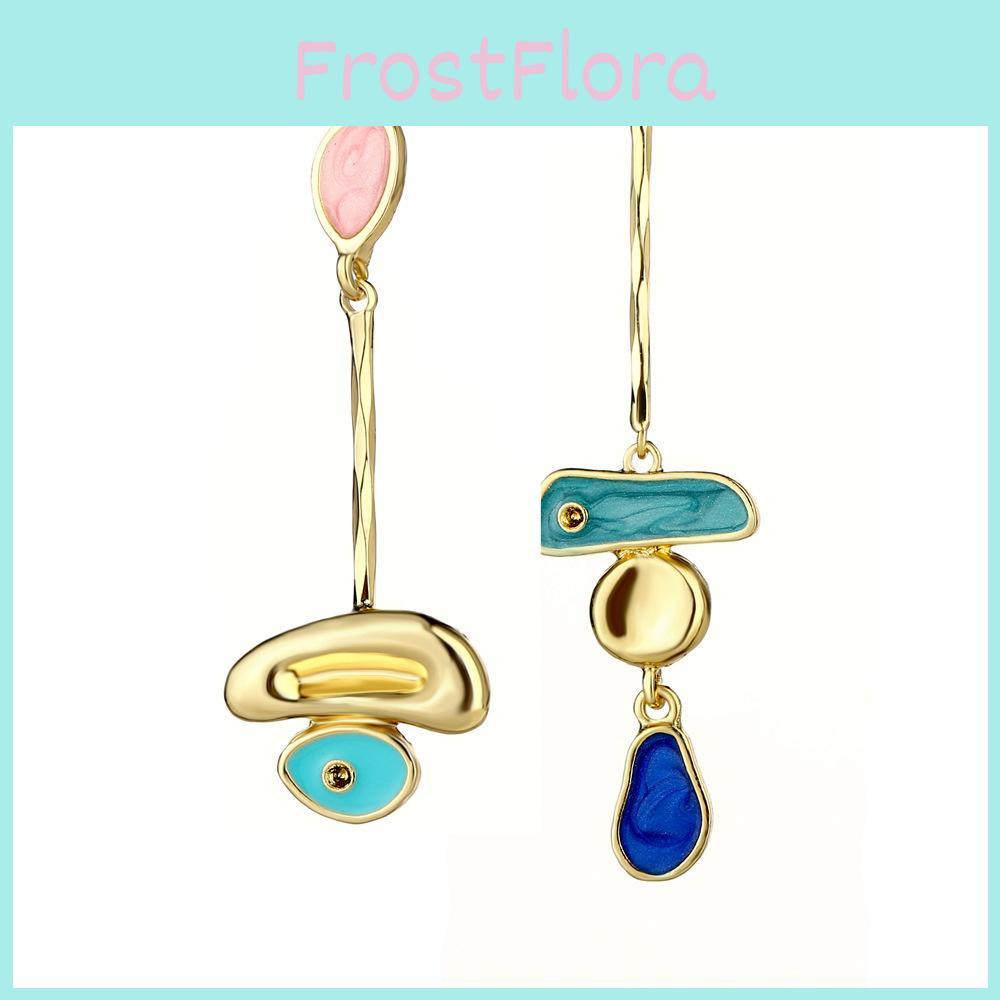 Elegant Asymmetrical Geometric Alloy Stud Earrings For Women Unique European Style