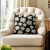 Black Daisy Cushion Cover Natural Linen Organic Fabric DoubleSided Printing Couch Pillow Covers Home Decor