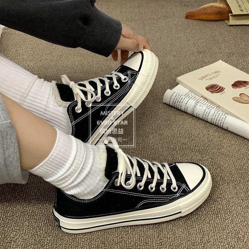 New Products Are On Sale In Autumn and Winter, New Retro Cotton Shoes, Women's Velvet Low-top Canvas Shoes