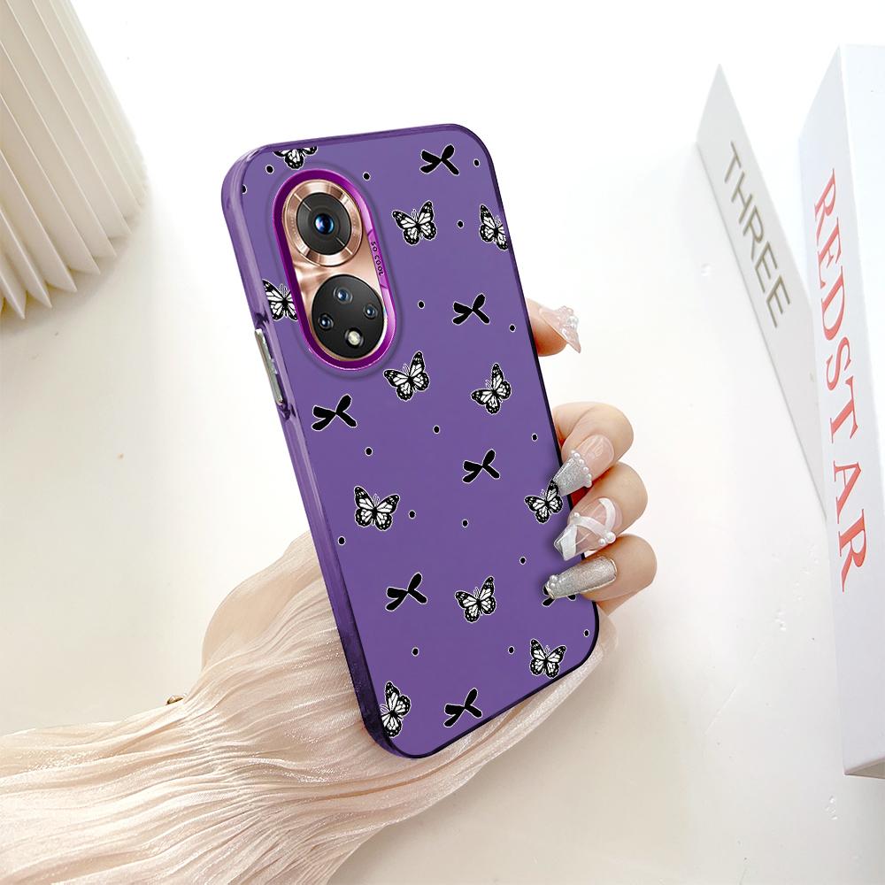 

Раскрашенный узор, разноцветный, серебристый, двусторонний твердый корпус, противоударный противоударный чехол для телефона для Huawei Honor Infinix Tecno iPhone Honor X7C темно-фиолетового