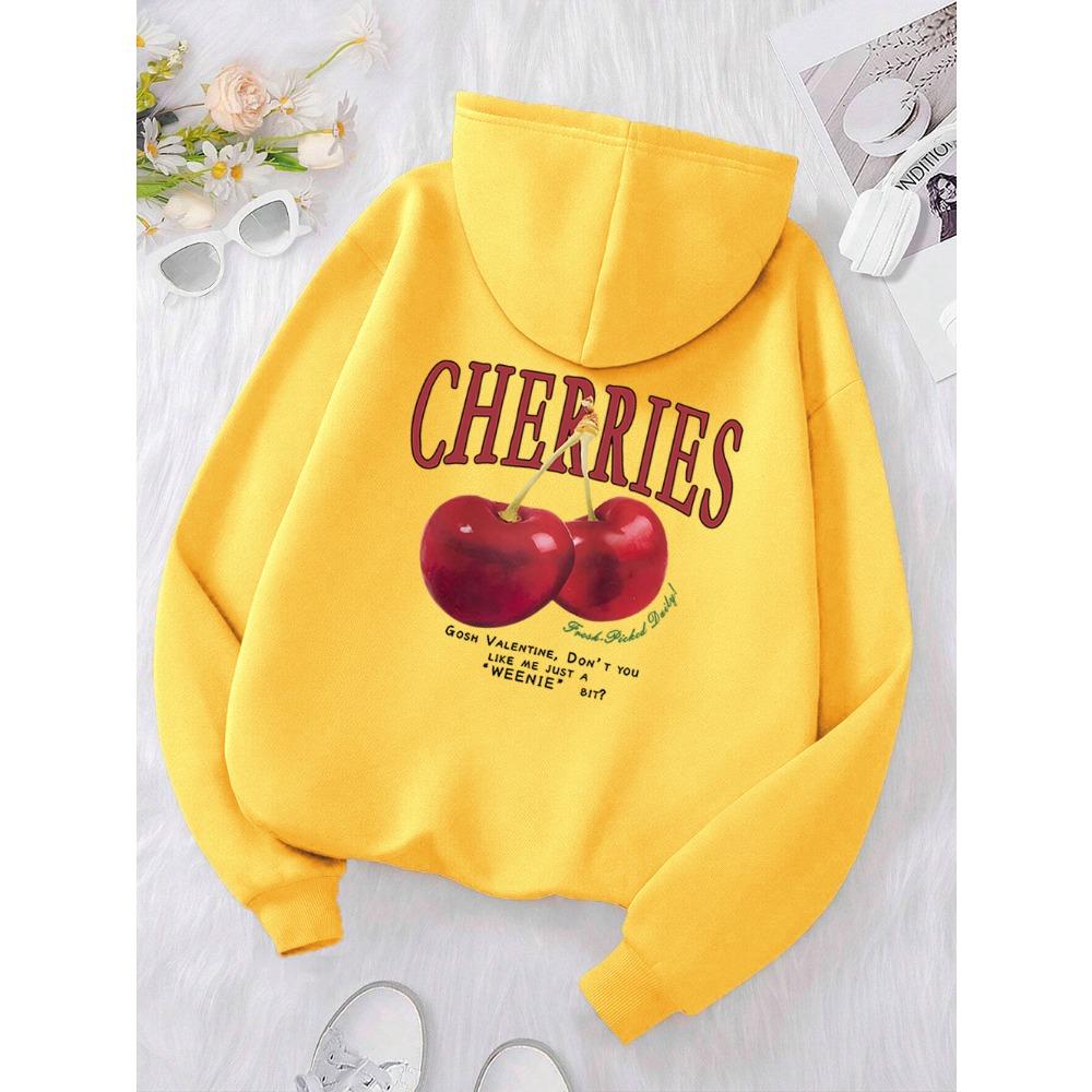 Cherries Printed Funny Print Hoody Men Women Hip Hop Pullover Hoodie Loose Warm Sweatshirt Fashion Clothing