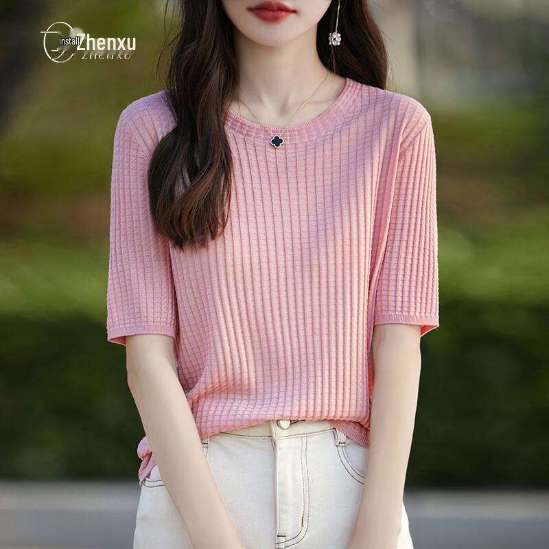 Women s Tencel Lyocell Waffle Knit Short Sleeve T-Shirt M