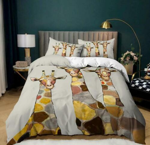 Art Giraffes Quilt Duvet Cover Bedding Set Pillowcase Single Double King Size UK