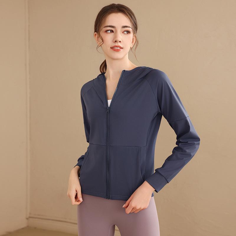 

Женская спортивная куртка с капюшоном приталенного кроя - Топ для йоги и бега с длинными рукавами на молнии Extra Large