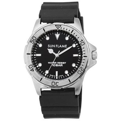 J-AXIS Men's MJG-X11-BK (SUNFLAME Quartz Men's Sun Flame) Round Watch Black Alloy Analog