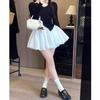 Korean Style Women's 2025 Summer High-Waist Slimming Midi Puff Skirt with Anti-Exposure Shorts