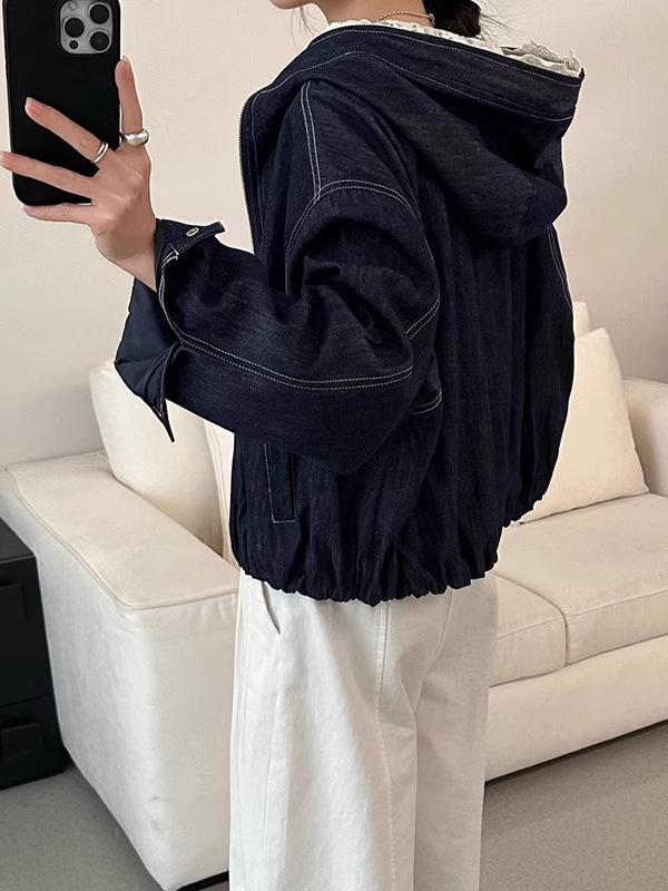 2025 Europäische Frühlings-Denimjacke mit Kapuze für Damen - Lockere Passform, Trendiges Design