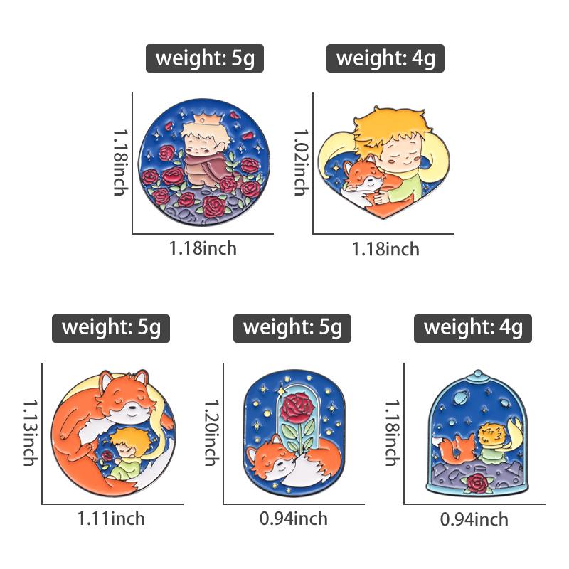 4-7pcs Sets Cartoon Anime Boy and Fox Enamel Pins Cowboy Girl Cute Animal Brooches Lapel Badge Art Oil Painting Jewelry Gifts