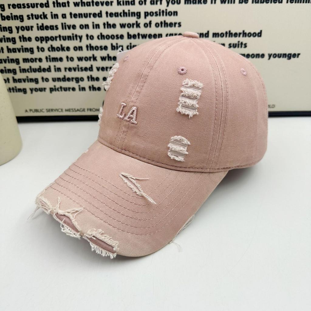 American retro LA embroidery gradual change baseball cap worn rough edge show face small shade cap men and women