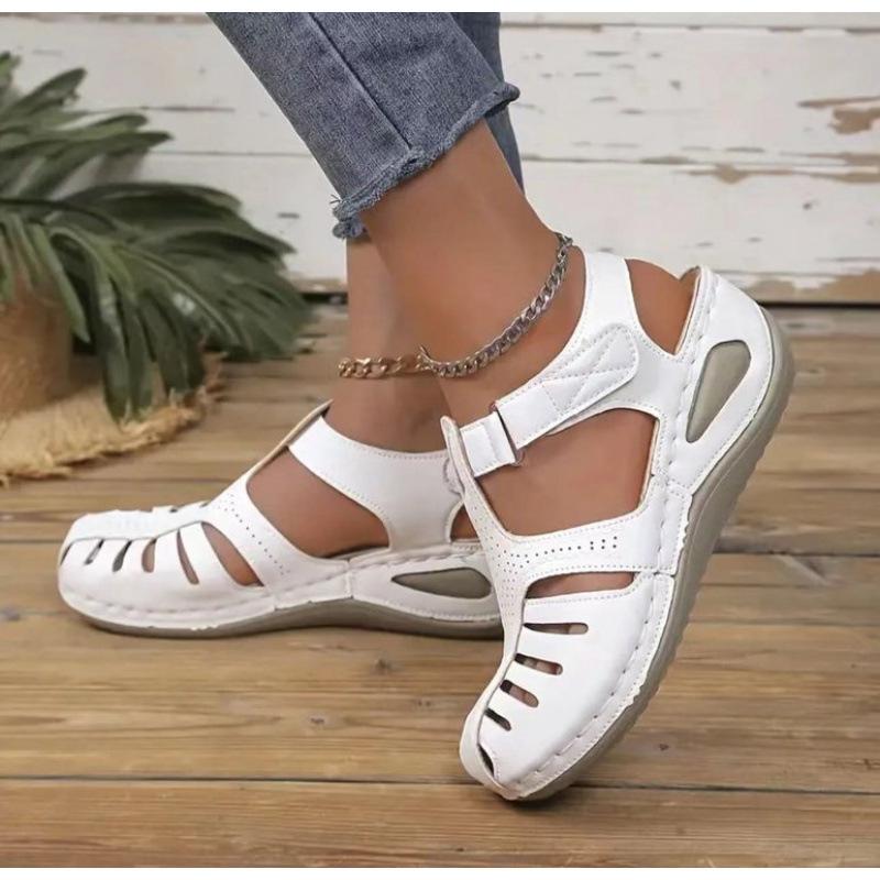 

15 цветов лето новый большой размер европейский и американский повседневный досуг сумка голова средний каблук липучка танкетка сандалии 35 белый