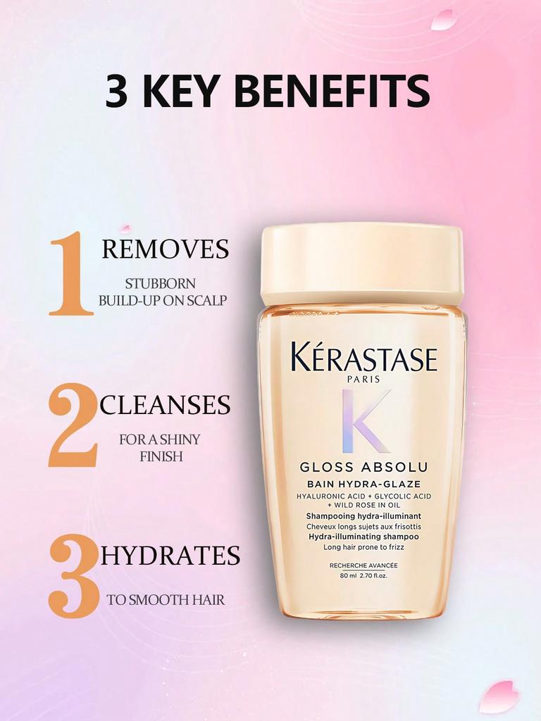 Kérastase Gloss Absolu Shampoo 80ml/250ml | Wildrose Frizz-Kontrolle & Glanz-Boost