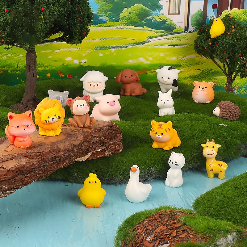 

10/20pcs Resin Small Ornaments Miniature Moss Micro Landscape Creative Cute Small Animals Rabbit Panda Bear Doll Decoration 20pcs