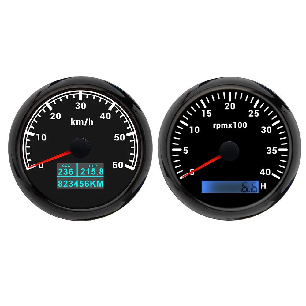 Universal 85mm GPS Speedometer 30KNOTS 60KNOTS 60K 120K 200K with 4K 6K 8K RPM Tachometer with 7 Colors Backlight for Car Boat