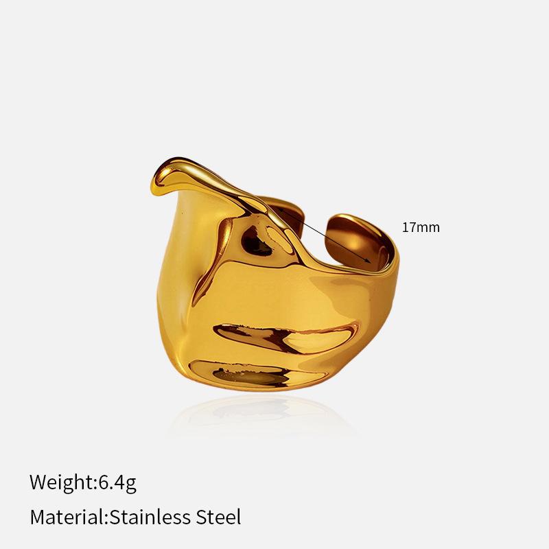 European and American fashion influencer bestseller: glossy open titanium steel ring, stainless steel plated with 18K gold, niche ring for women