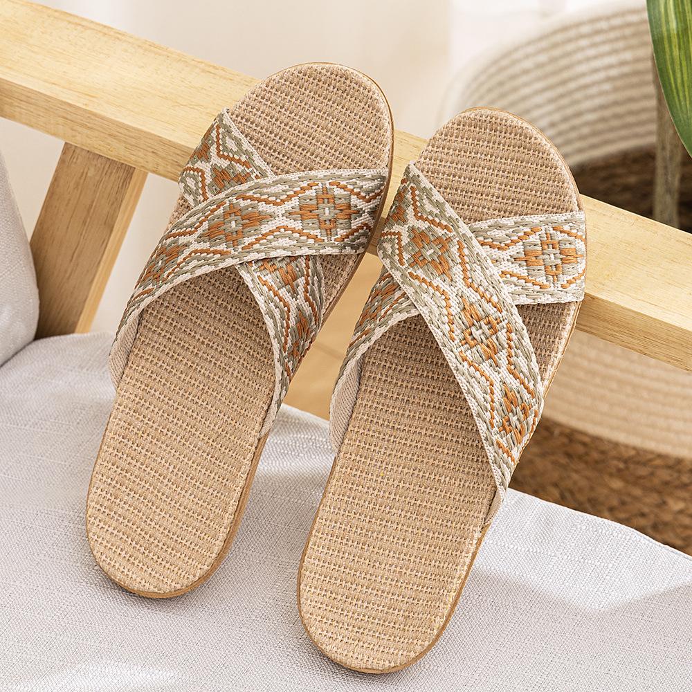 Four Seasons Women's Linen Deodorant Anti-slip Indoor/Outdoor Silent Slippers