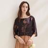 Zhaojun 2026 Mulberry Silk New Chinese Style Floral Piping Loose Seven-Sleeve Top