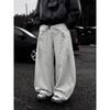 Men's Fashionable Wide Leg Pants Are Made of Polyester Fabric with Classic Letter Pattern Printing, Suitable for Loose and Casual Wear