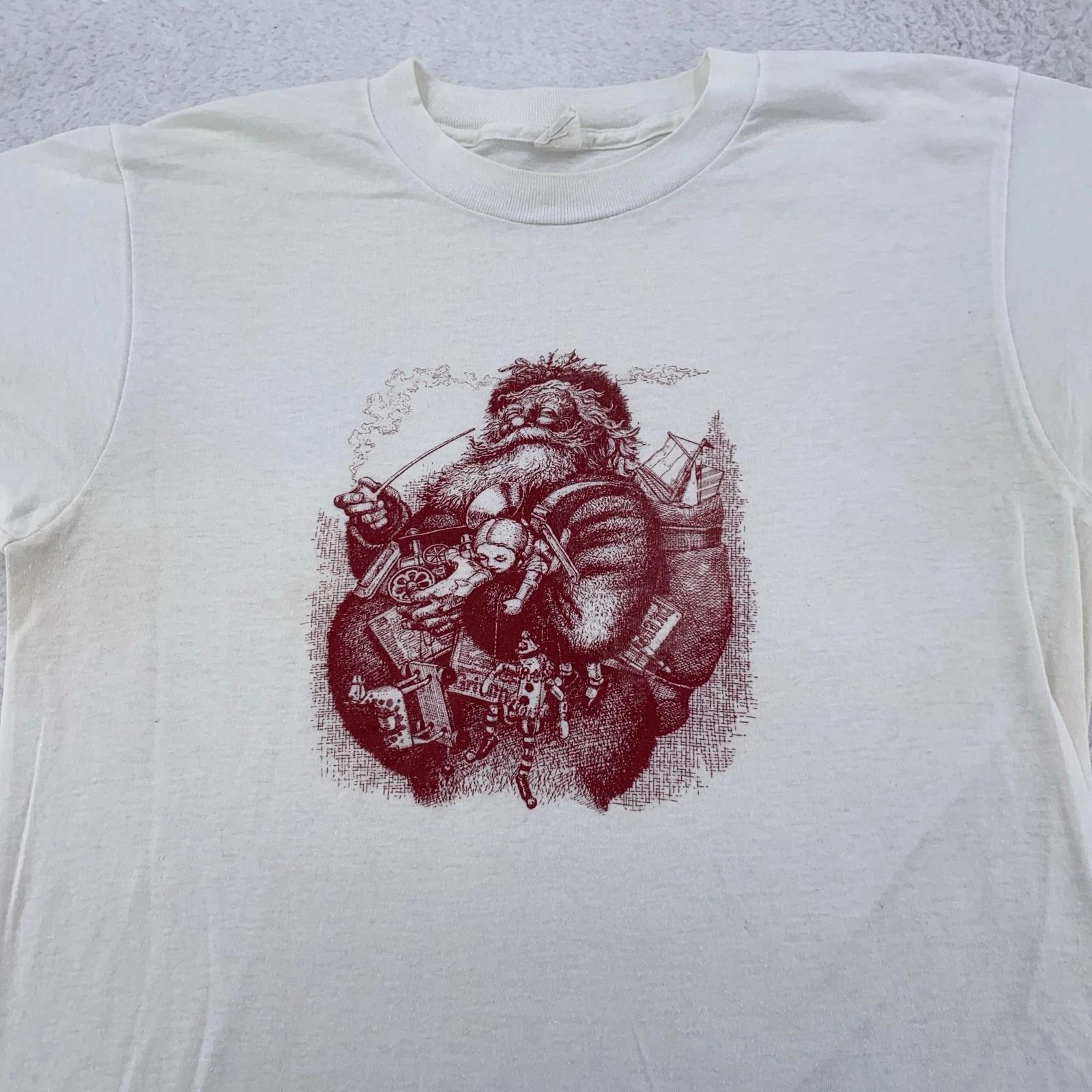 

Vintage Santa Claus Shirt Mens Small Art Christmas Graphic Tee Holiday 90s 4XL