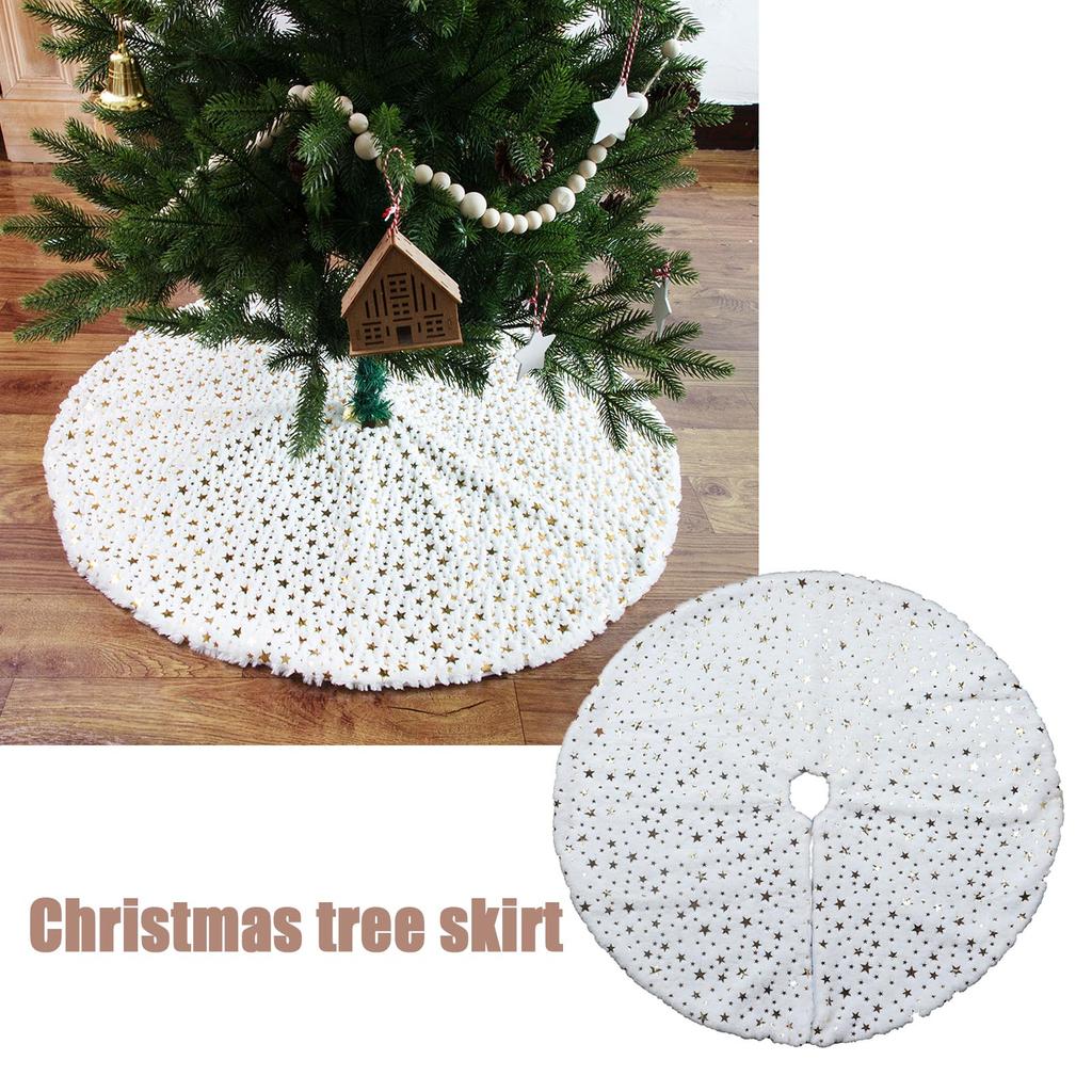 Christmas Decorations Five-star Print Plush Tree Skirt Plush Christmas Tree Decoration Christmas Tree Skirt