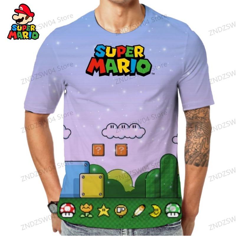 Parent-child Wear Quick Dry Men's Children's T-Shirt Mens Clothes Super Mario T-shirts 2024 110-6XL Y2k Short Sleeve 3D Print