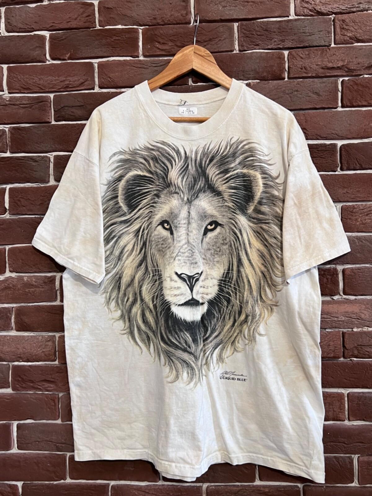 VINTAGE 1994 LIQUID BLUE Lion ALL OVER PRINT TEE Art Hype xl multicolor Unisex T-Shirt XXL