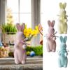 Easter Flocked Bunny Decor Flocked Tabletop Bunny Sculpture Decor Rabbit Shape Decoration Tool For Cupboard Bookshelf Fireplace