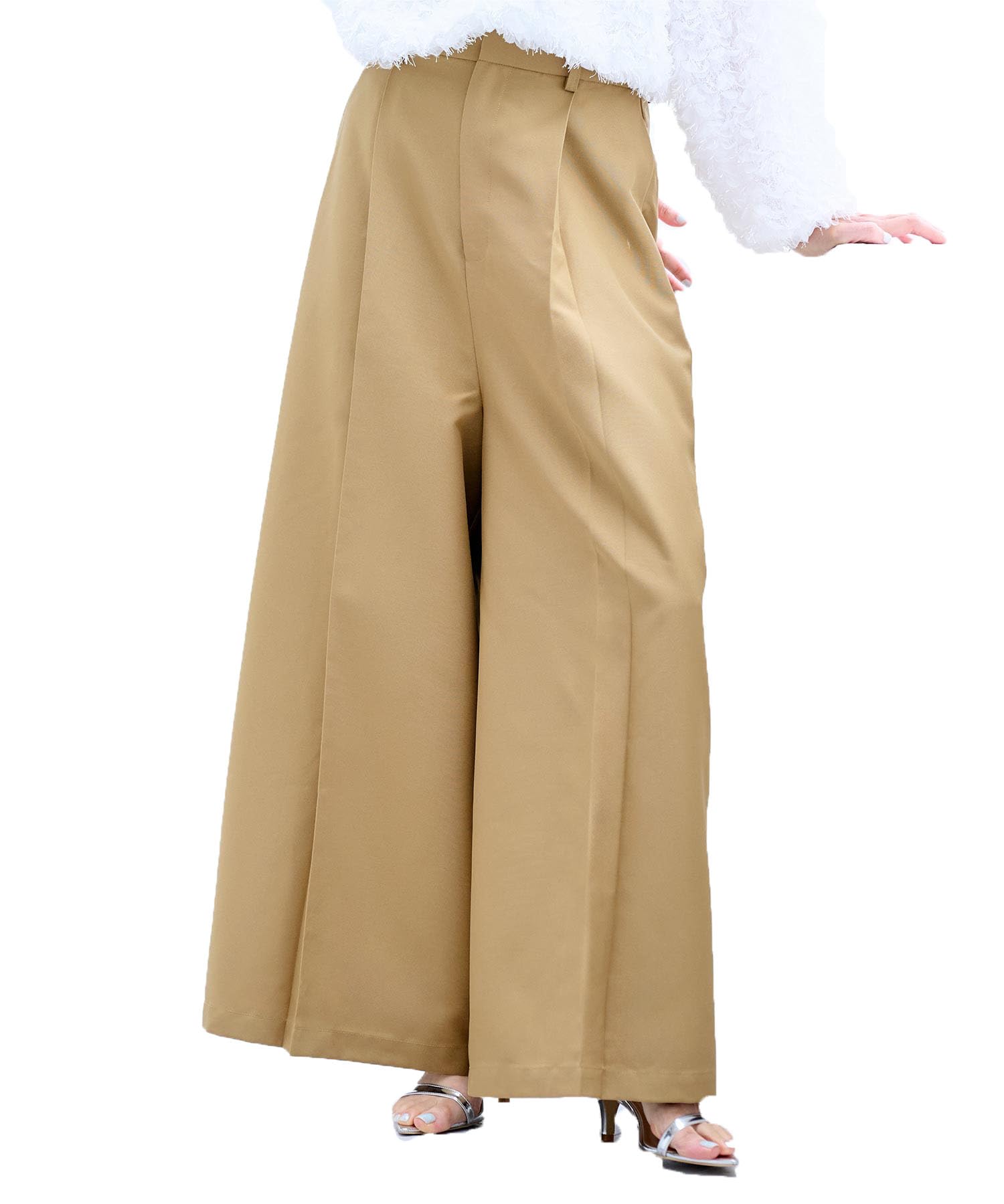 Yours BFXN2062 Oversized Wide Size M Women s One-Tuck Pants, Camel,