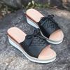 Fashion Pu Leather Women's Wedge Sandals Summer 2025 Bowknot Open Toe Plus Size Rome Sandals Woman Comfortable Lightweight Beach Sandles