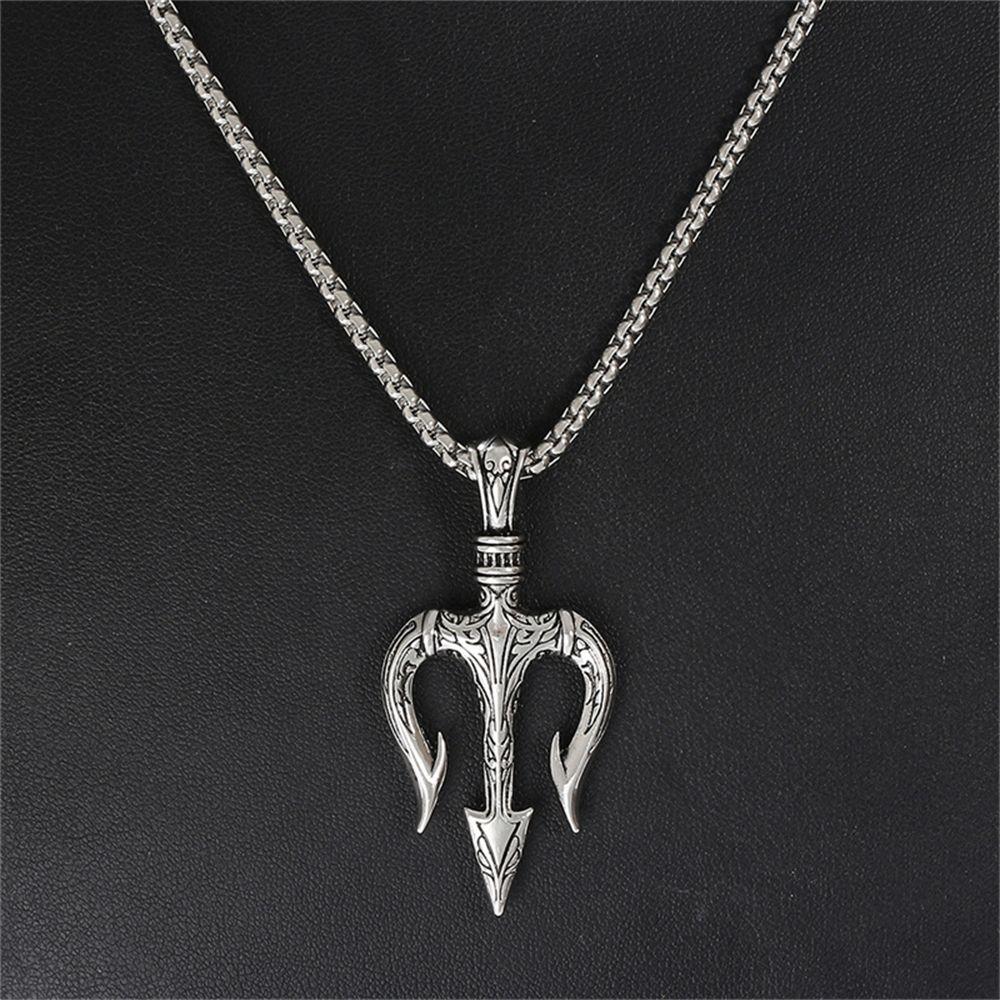 Fashion Gift Charm Chain Vintage Rock Punk Choker Necklace Hip Hop Neptune Trident Pendant