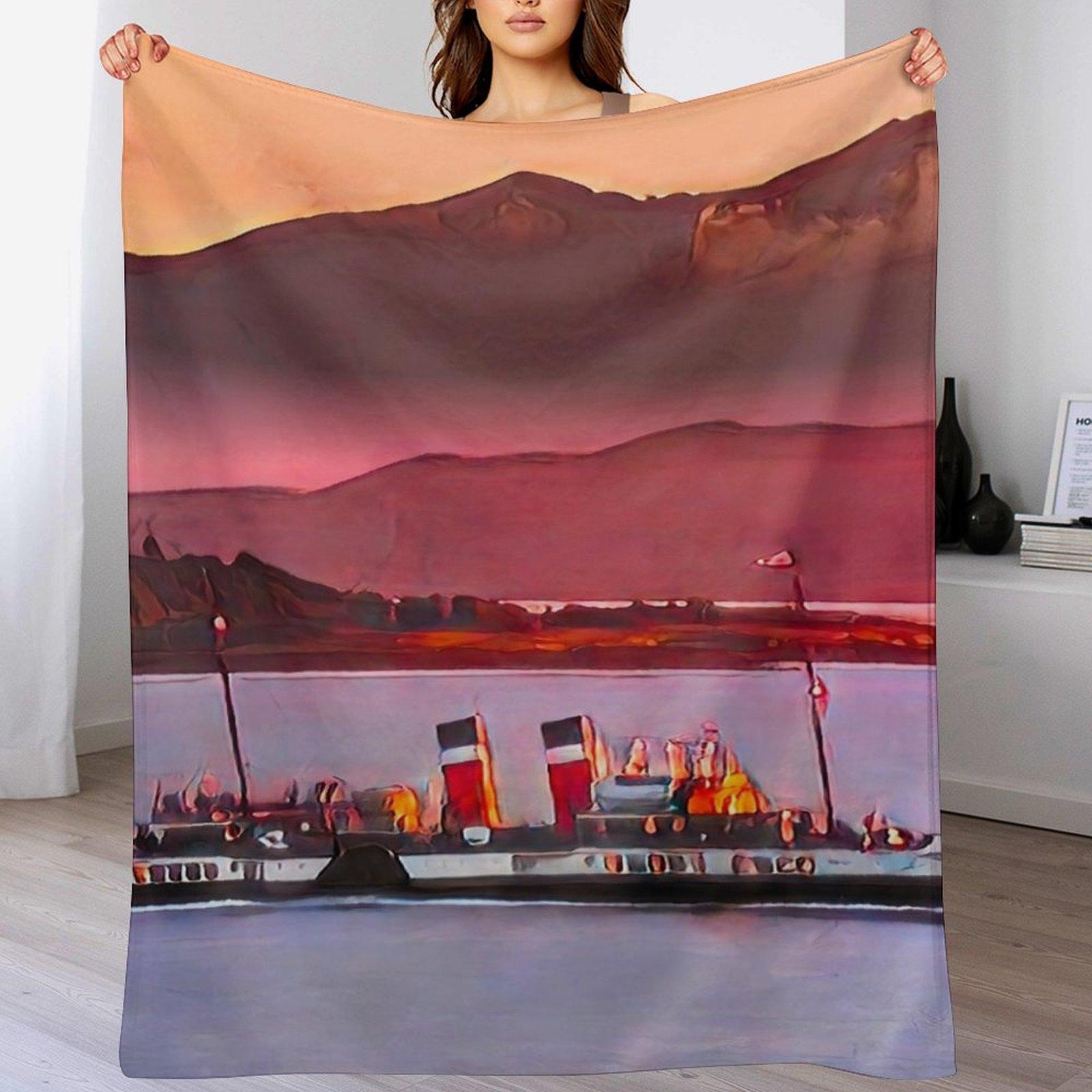 

PS Waverley Sailing Up The Clyde Throw Blanket Versatile Cozy Throw Blanket for All Occasions 102x76cm(40x30in)