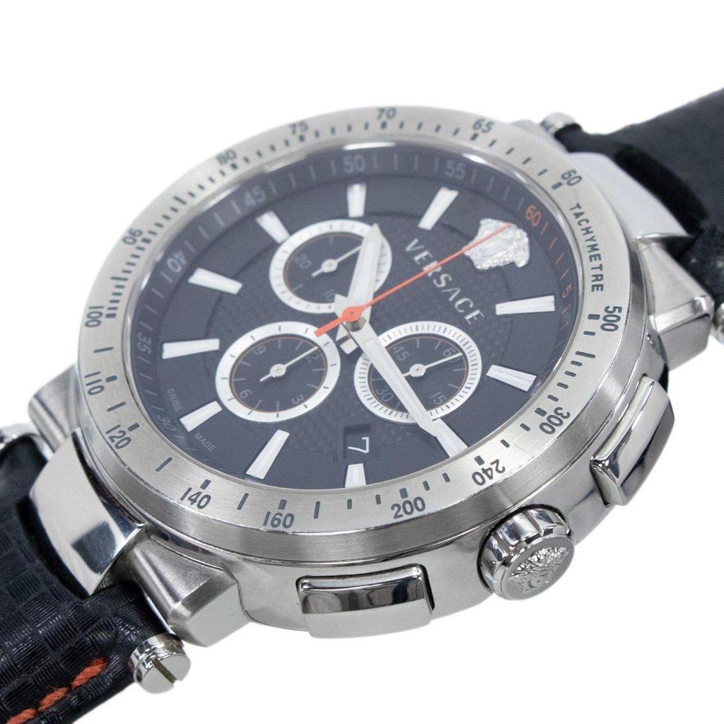Used Versace Watch Men's Mystic Sports VFG040013 Black Chronograph Medusa Logo Mark Brand Beautiful