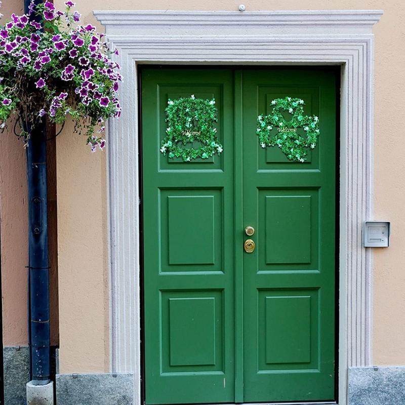 St Patrick's Day Metal Iron Frame DIY Hanging Wreath Clover Hat Welcome Sign