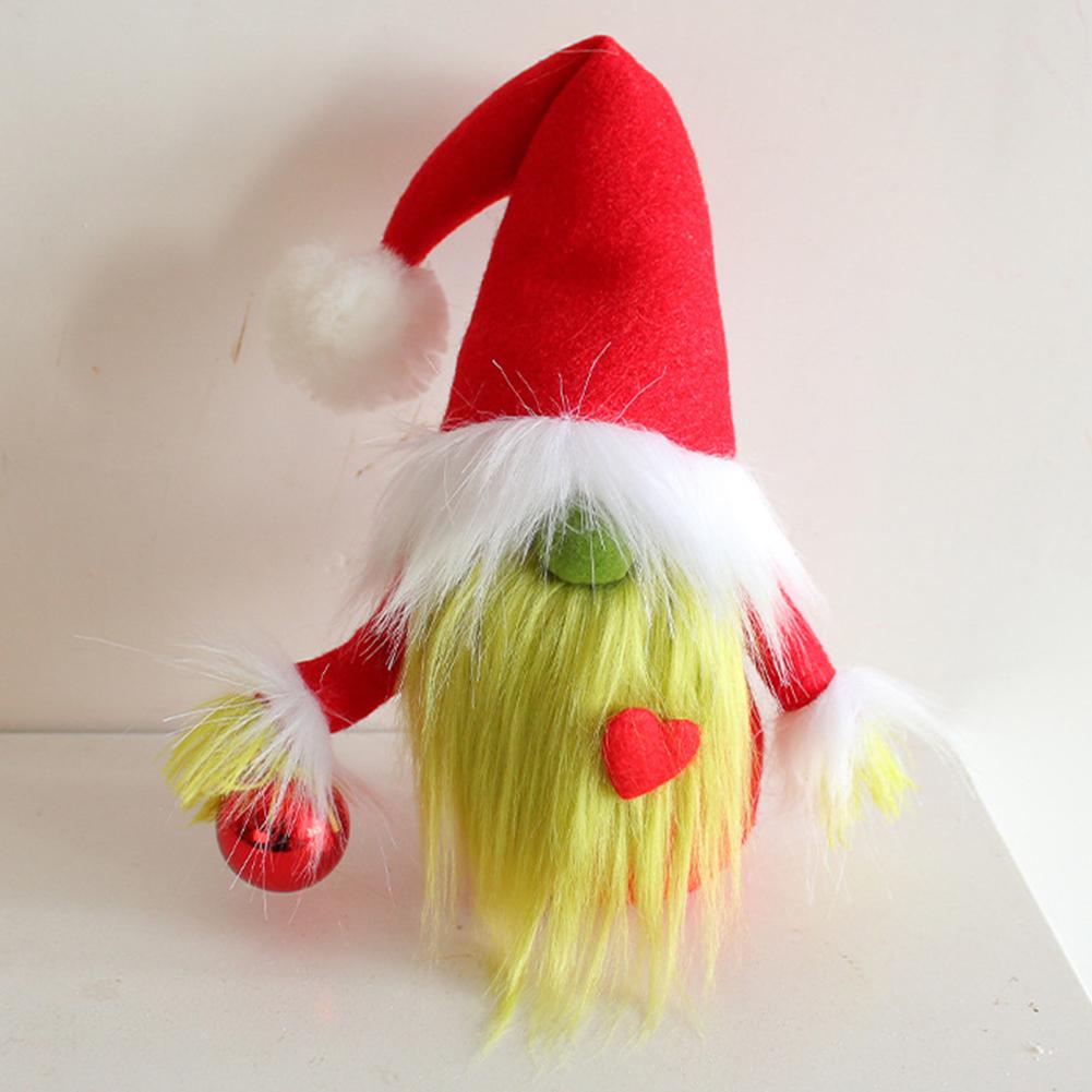 Christmas Green Beard Gnome with Red Heart Mini Faceless Man Toy Festival Theme for Home Table Top Decorations