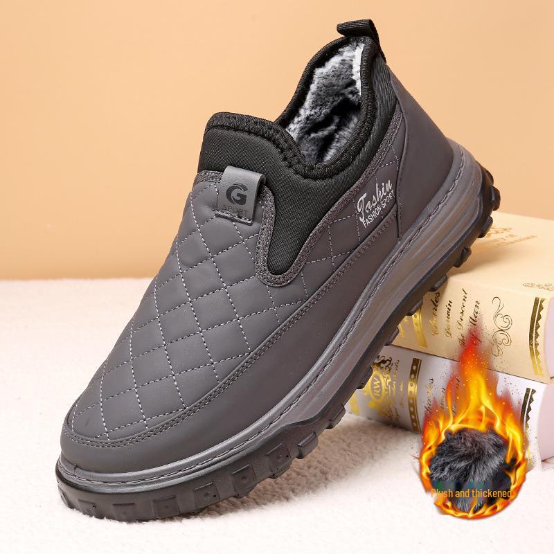 

Мужские зимние водонепроницаемые кожаные ботинки для снега с бархатной подкладкой для папы 40
