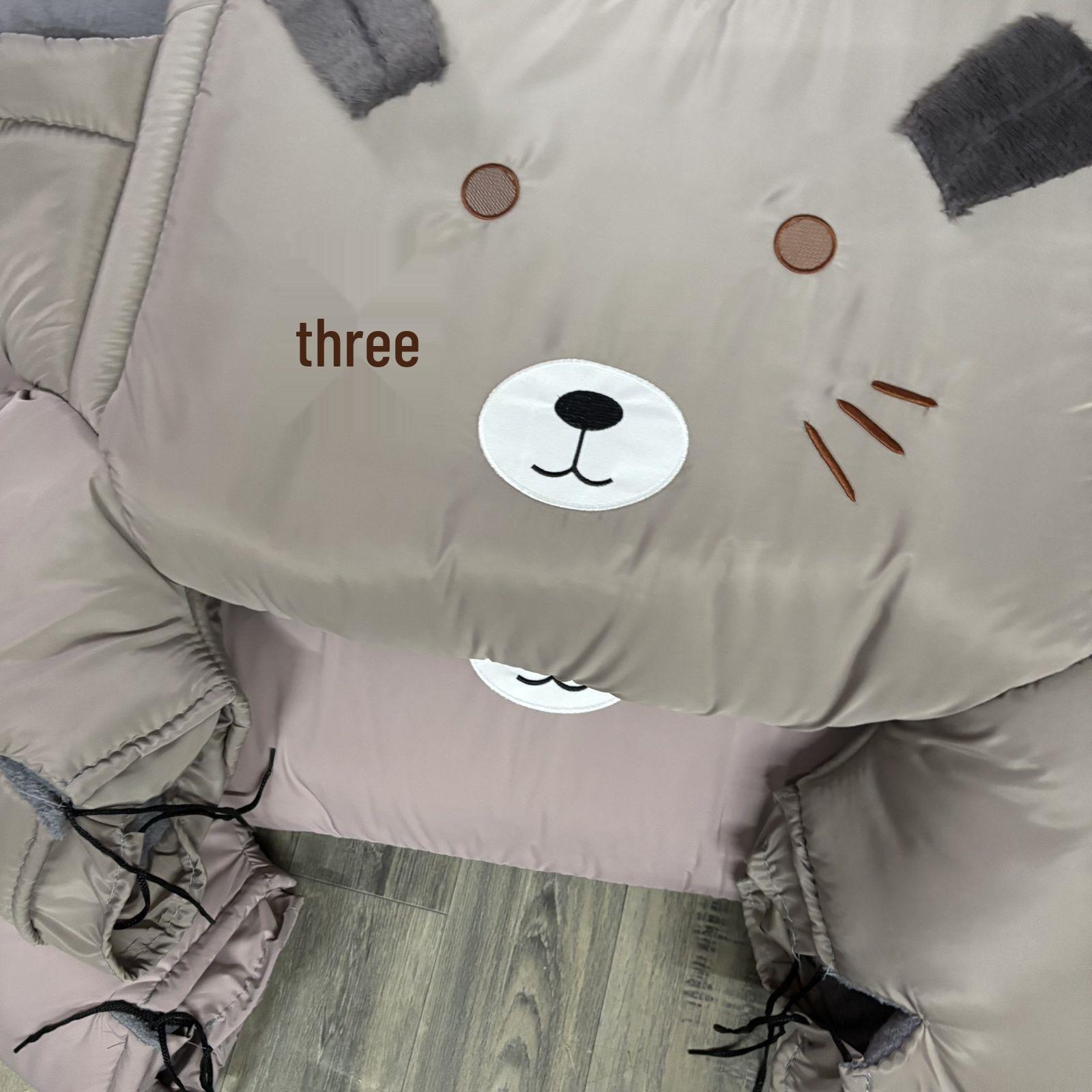 Cute Cartoon Bear Electric Vehicle Windshield Quilt - Thick, Windproof, and Warm in Green, Gray, and Dark Gray for Winter.