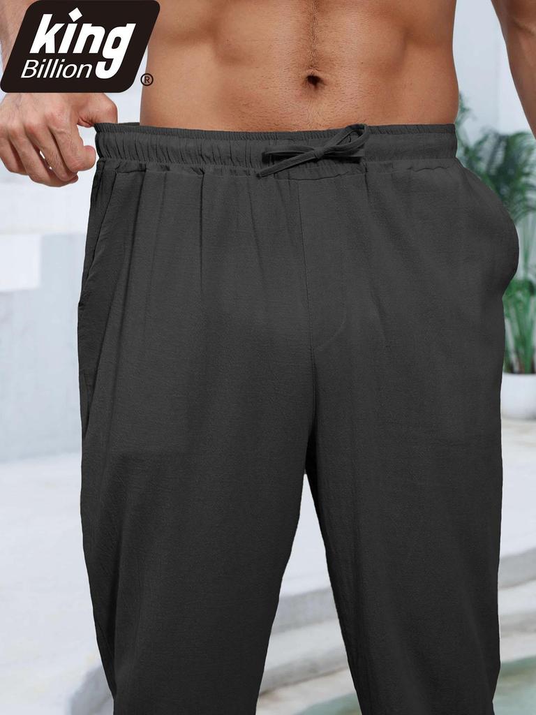 Summer Men's Lightweight Linen Blend Pants - Casual Relaxed Fit Breathable Beachwear Comfortable Vacation Style Trousers