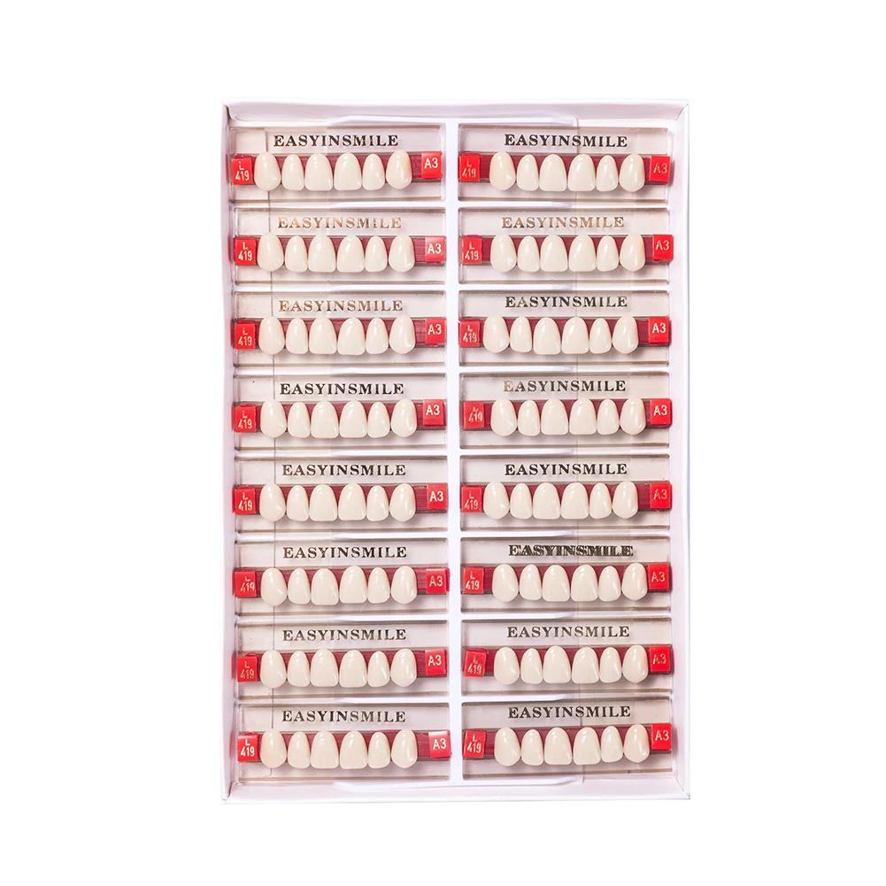 16/12 Sätze/Karton Zahnprothese Zähne Oberkiefer Frontzähne Unterkiefer Seitenzähne Dentier Synthetisches Polymerzähne Zahnmedizinische Ausbildungsmodell