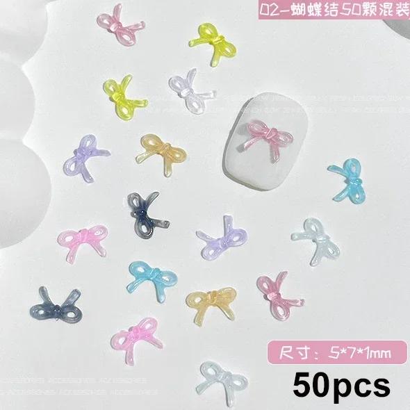 French Ribbons Colorful Resin Cute Bowknot Charm Leopard Print Bow Tie Nail Art Decorations Manicure Tools Accessories Wholesale