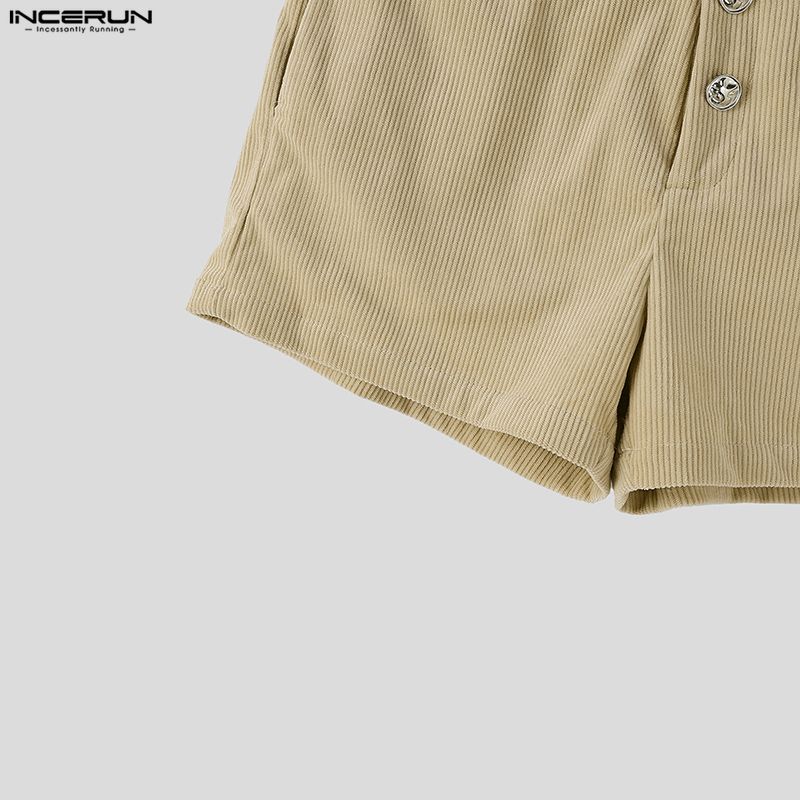 INCERUN Herren Reißverschluss Taille Textur Hausparty Clubwear Shorts Eng anliegende Minihose