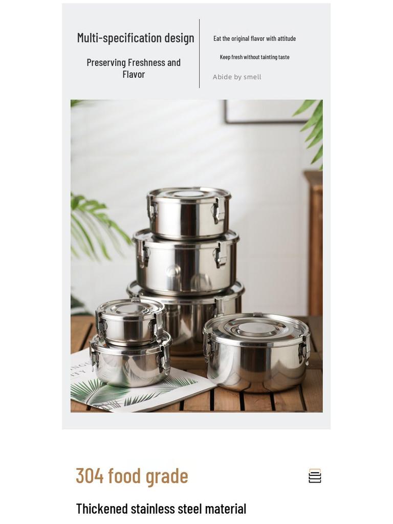 304 Stainless Steel Leak-Proof Korean Bento Lunch Box Set - 3-Piece Fresh-Keeping Containers