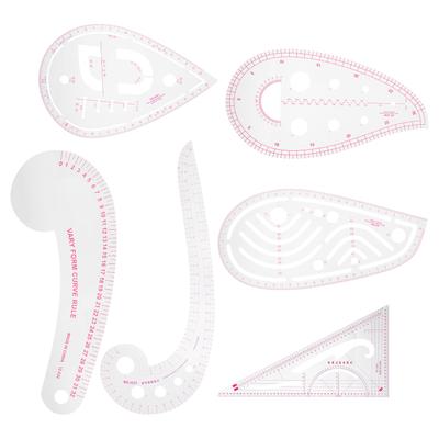 6 Stück Nähkurvenlineal Kunststoff Französisches Metrisches Lineal Graduierung Kleiderdesignlineal
