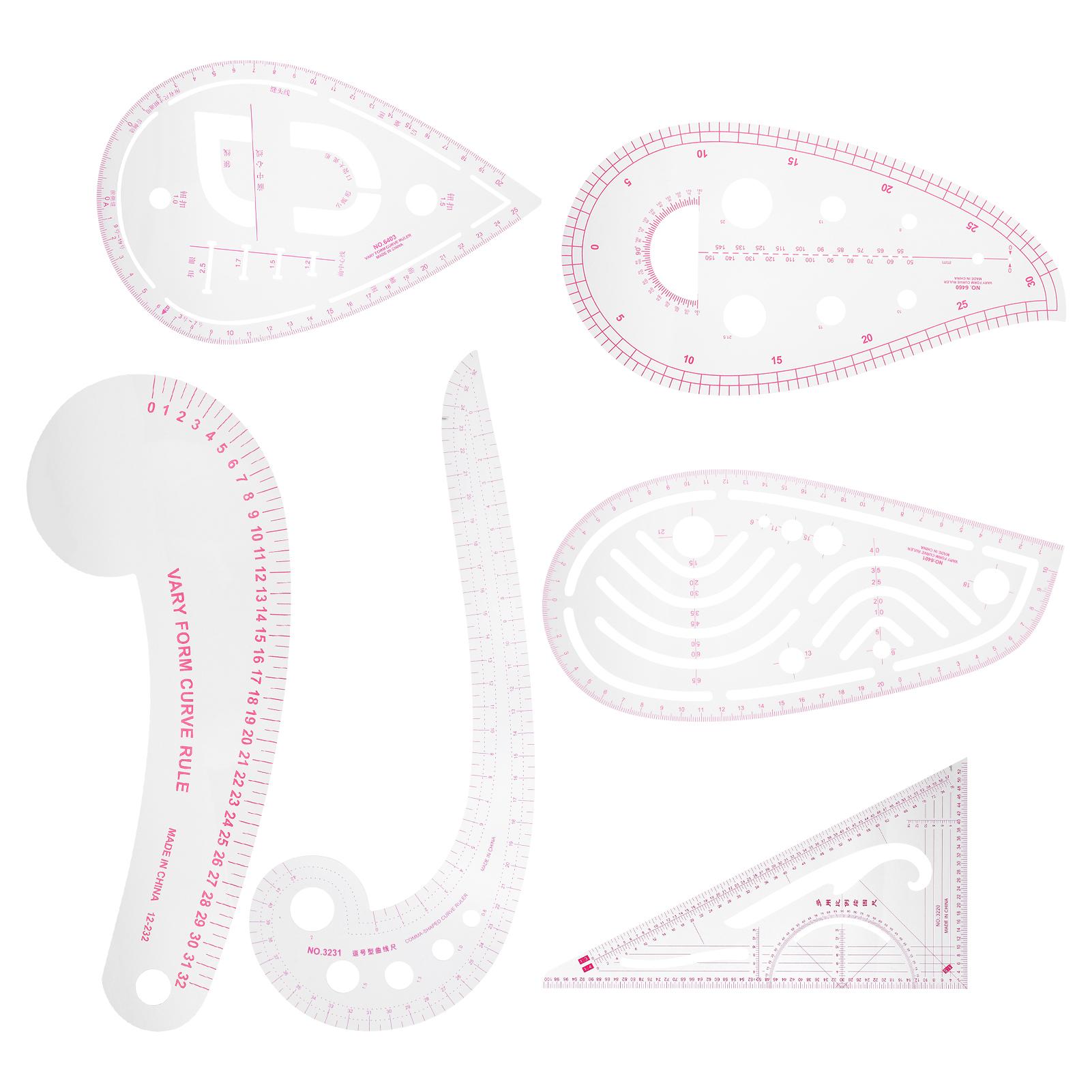 

6pcs Sewing Curve Ruler Plastic French Metric Ruler Grading Clothing Design Ruler