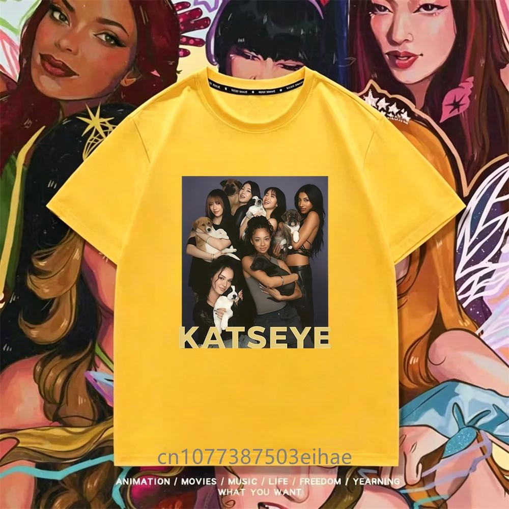 Katseye Unisex Short-sleeved T-shirt for Boys and Girls Featuring K-pop Styles Like Megan Daniella Manon Lara Sofia and Yunchae