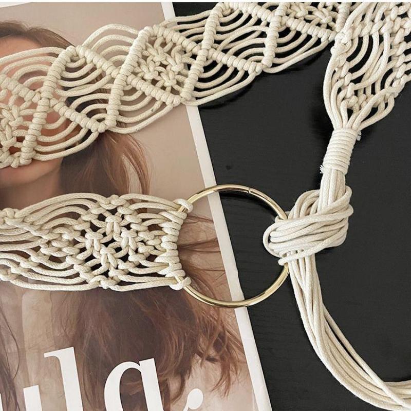Elegant Temperament Waistband Ethnic Style Belt Hollow Retro Bohemian Belt Dress Waist Rope Round Ring Tassel Waist Chain
