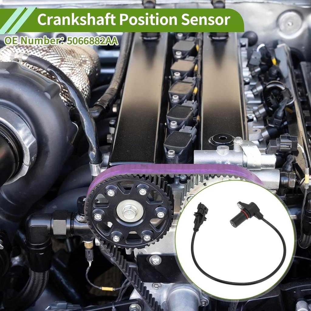 No.5066882AA Crankshaft Position Sensor for Jeep Liberty 2.8 Diesel 05-06 Sturdy Black Engine Crank CKP Sensor Metal Plastic 1 Pc