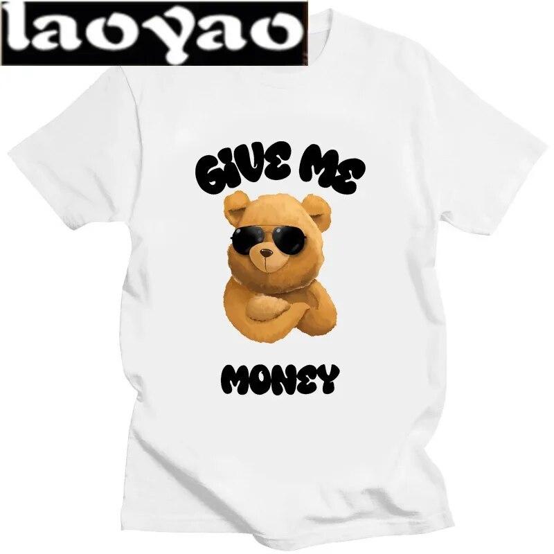 Tricou cu imprimeu cu ursuleț de pluș cu bani Tricou unisex pentru femei.